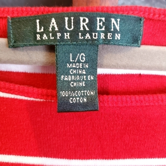 Lauren by Ralph Lauren Size L Red & White Striped dress EUC - Picture 7 of 7